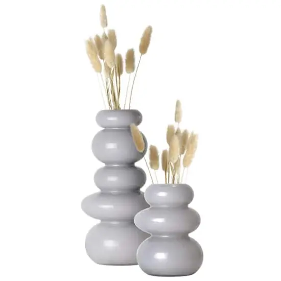 American Art Decor Cool Grey Cairns Glass Vase Set {4}