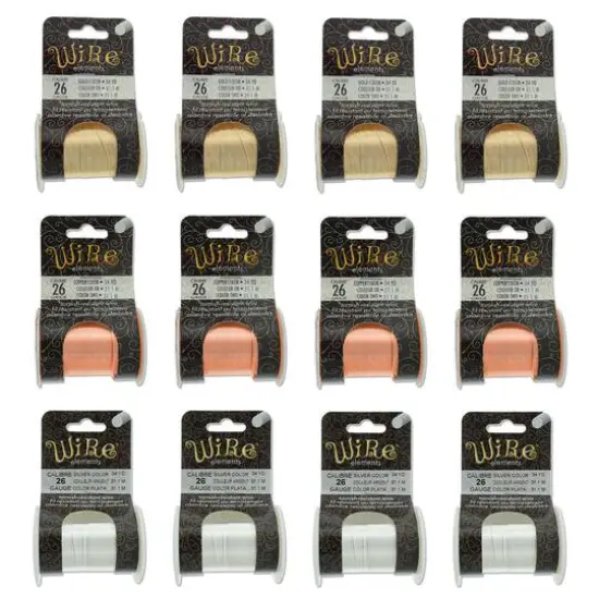The Beadsmith&reg; Wire Elements&trade; 25 Gauge Tarnish Resistant Medium Temper Gold, Silver & Copper Wire, 12ct. {1}