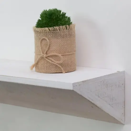 Large White Wedge Wood Floating Wall Shelf {5}