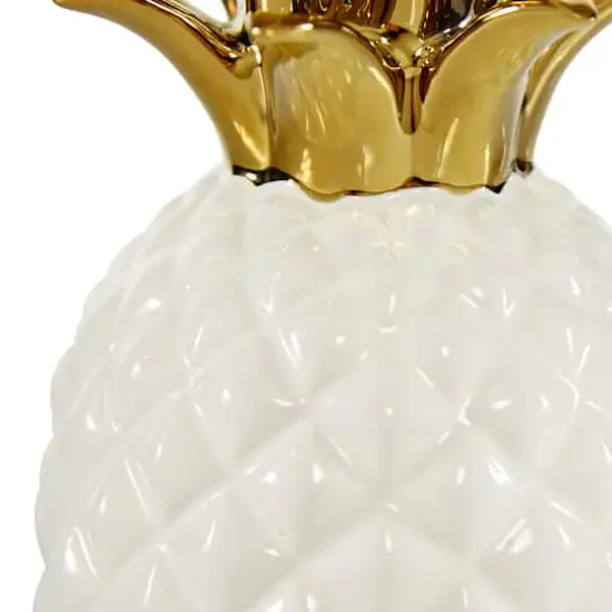 CosmoLiving by Cosmopolitan White Porcelain Modern Decorative Pineapple, 10" x 4" x 4" {5}