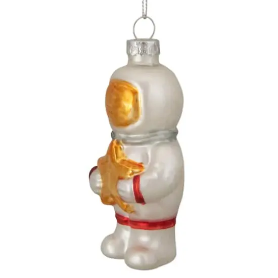 3.5" White & Gold Glass Astronaut Christmas Ornament {5}