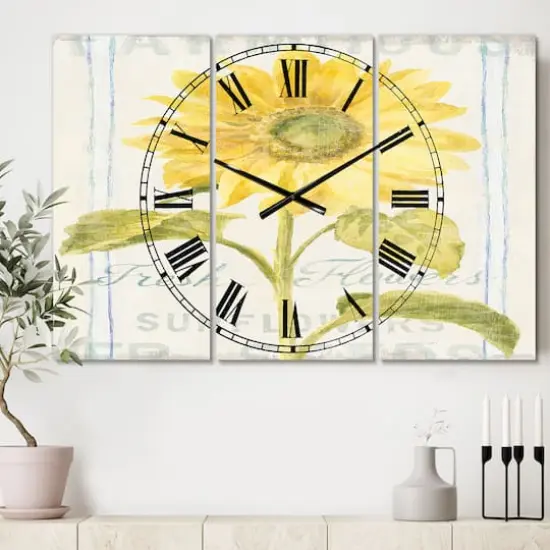 Designart 'Floursack Florals Ii Farmhouse Multipanel Wall Clock {3}
