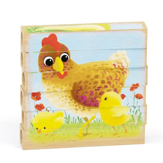 Quercetti&reg; Baby Farm Animals Mix-N-Match Wood Puzzle {6}