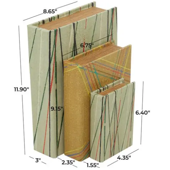 Line Print Faux Leather Faux Book Box with Varying Patterns Set {7}