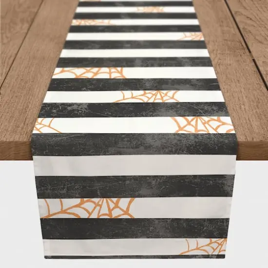 90" Spiderwebs and Stripes Poly Twill Table Runner {4}