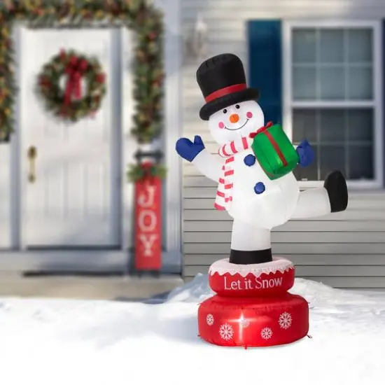 Glitzhome&reg; 6ft. Lighted Inflatable Rotating Snowman D&eacute;cor {4}