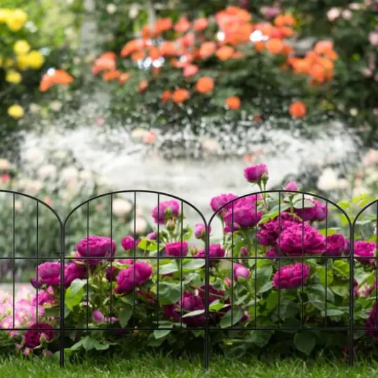 NEX 10.5ft. Black Decorative Arch Garden Fence {3}