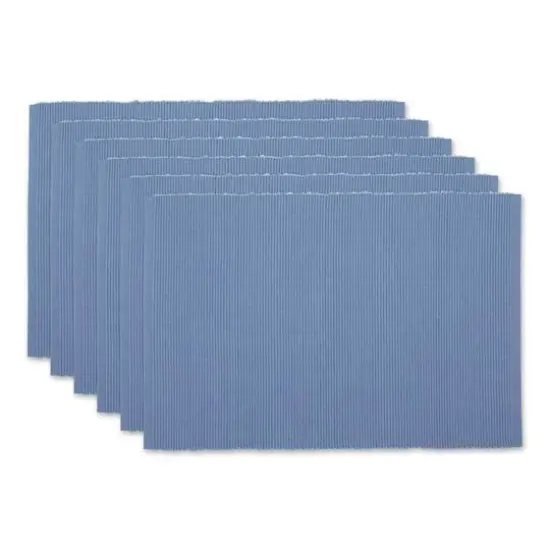 DII&reg; Ribbed Cotton Placemats, 6ct. Storm Blue {2}