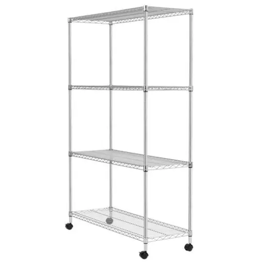 Iris&reg; 73.5" Silver 4-Tier Rolling Wire Rack Shelf {1}