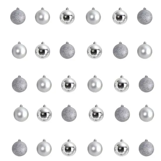 30ct. 2.5" Silver Shatterproof Christmas Ornaments {1}