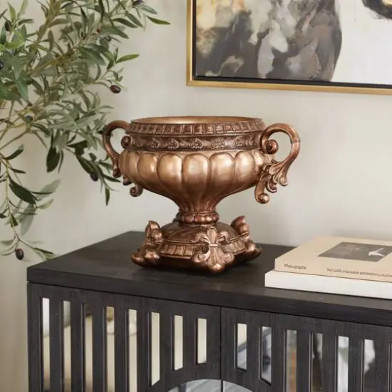 Bronze Polystone Traditional Decorative Bowl, 11" x 17" x 11" {8}