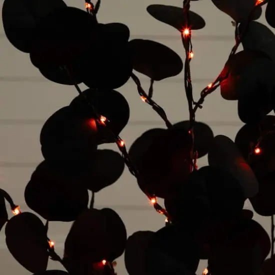 3ft. Pre-Lit Artificial Halloween Black Eucalyptus Tree with 80 Orange & Purple LED Lights {6}