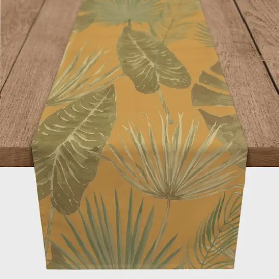 72" Tropical Palm Cotton Twill Runner Yellow {1}