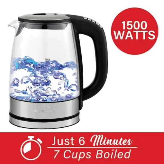 Brentwood 1.79qt. Cordless Digital Glass Electric Kettle with 6 Precise Temperature Presets and Swivel Base {3}