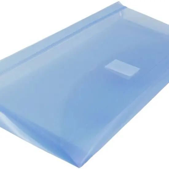 JAM Paper 5.25" x 10" Plastic #10 Business Filing Envelopes with Hook & Loop Closure, 108ct. Blue {5}