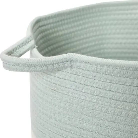 Household Essentials 15" Sky Blue & White Broadband Cotton Rope Basket {7}