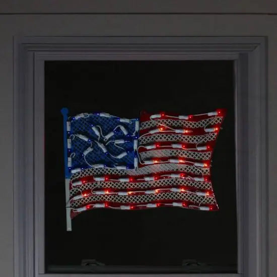 14" July 4th American Flag Lighted Window Silhouette Decoration {4}