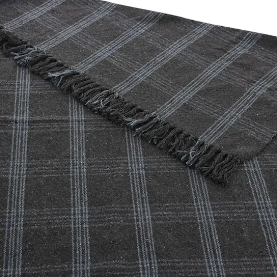 Hello Honey&reg; Plaid Recycled Cotton Blend Throw Blanket with Fringe Gray {6}