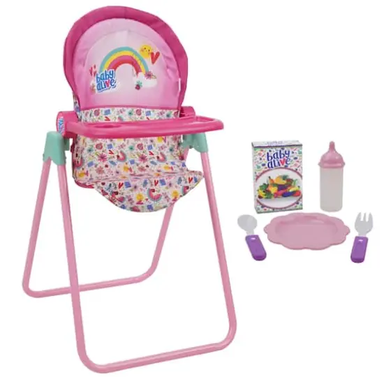 509 Crew Baby Alive Pink and Rainbow Doll Highchair Set {1}