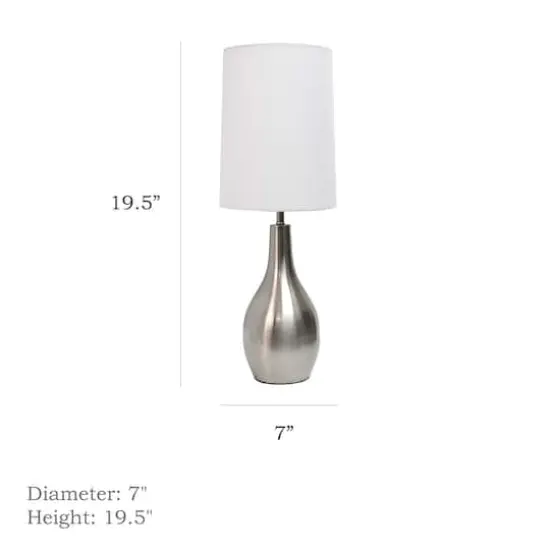 Simple Designs 19.5" Tear Drop Table Lamp with Fabric Drum Shade Brushed Nickel {4}