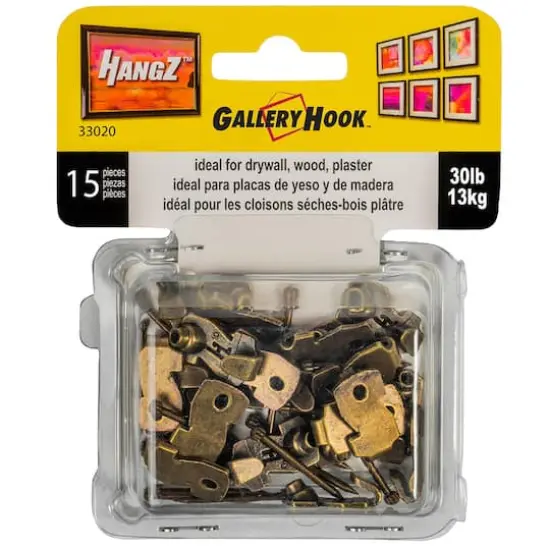 HangZ&trade; 30lb. Gallery Picture Hooks, 15ct. {1}