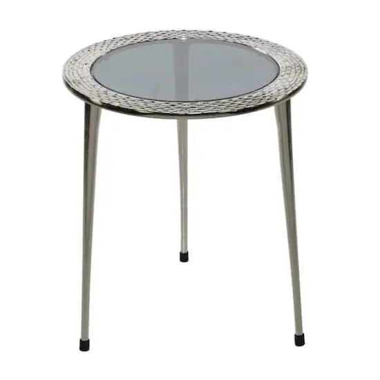 19" Silver Contemporary Aluminum Accent Table {3}