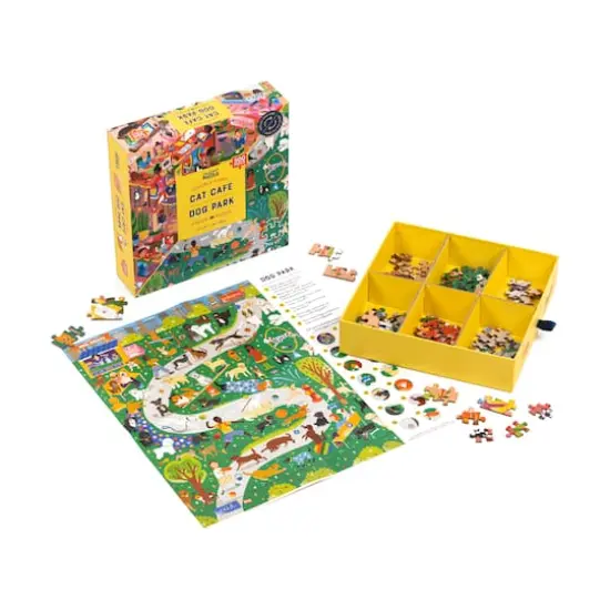 Cat Cafe & Dog Park Double-Sided Jigsaw Puzzle: 500 Pcs {3}