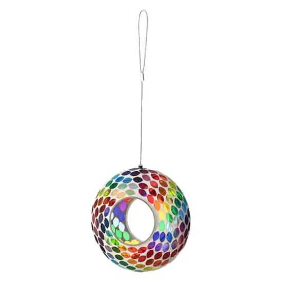Glitzhome&reg; 8" Multicolor Mosaic Glass Round Hanging Bird Feeder {1}