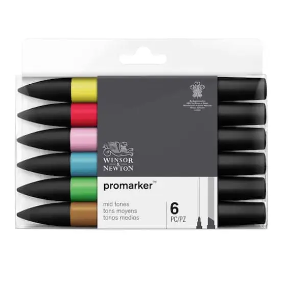 Winsor & Newton&reg; ProMarker&trade; Mid Tones 6 Marker Set {1}