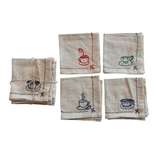 Hello Honey&reg; Coffee & Tea Cotton & Linen Cocktail Napkins, 4ct. {1}