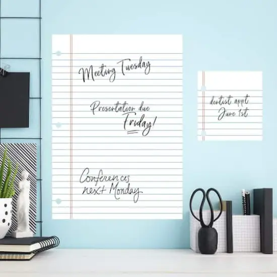 RoomMates Notebook Paper Dry Erase Peel & Stick Giant Decals {3}