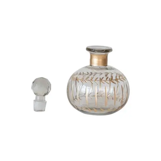 Hello Honey&reg; 10oz. Clear & Gold Etched Glass Mini Decanter {4}