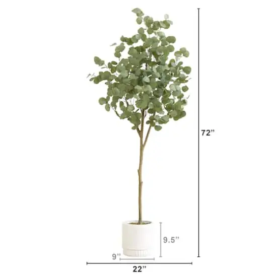 6ft. Artificial Eucalyptus Tree with White Decorative Planter {3}