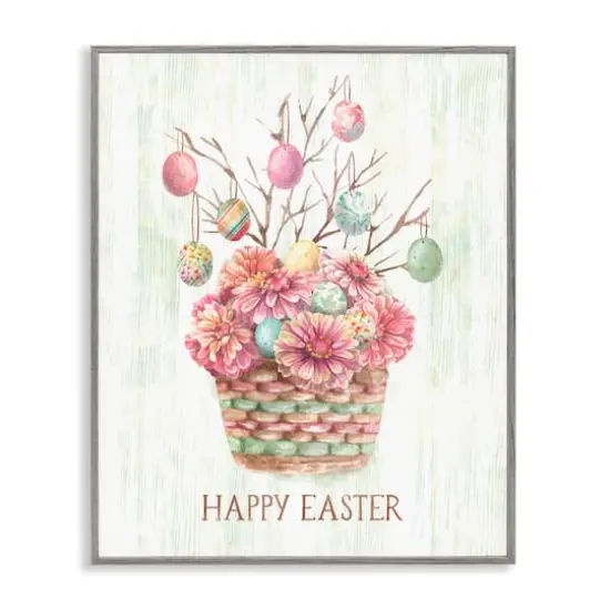 Stupell Industries Happy Easter Bouquet Framed Giclee Art Gray {1}