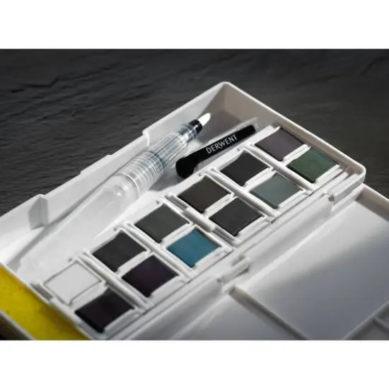 Derwent 12 Color Tinted Charcoal Paint Pan Set {6}