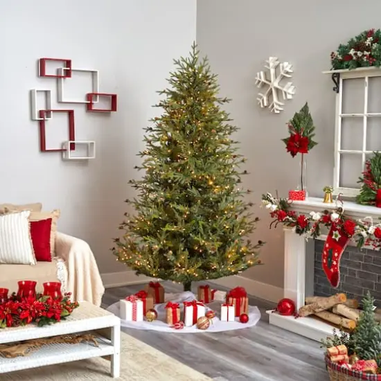 7.5ft. Pre-Lit Classic Pine & Pinecone Artificial Christmas Tree, Clear Lights {8}