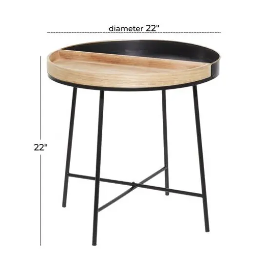 22" Black Metal Contemporary Accent Table {8}