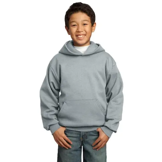 Port & Company&reg; Neutrals Youth Core Fleece Pullover Hooded Sweatshirt Athletic Heather {3}