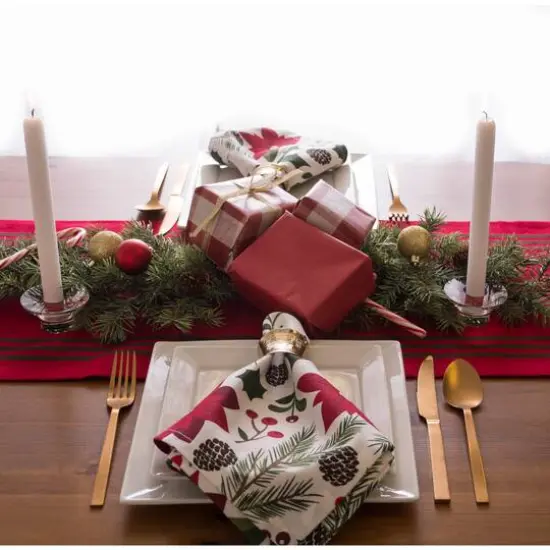 DII&reg; 72" Red Stag Christmas Print Table Runner {7}