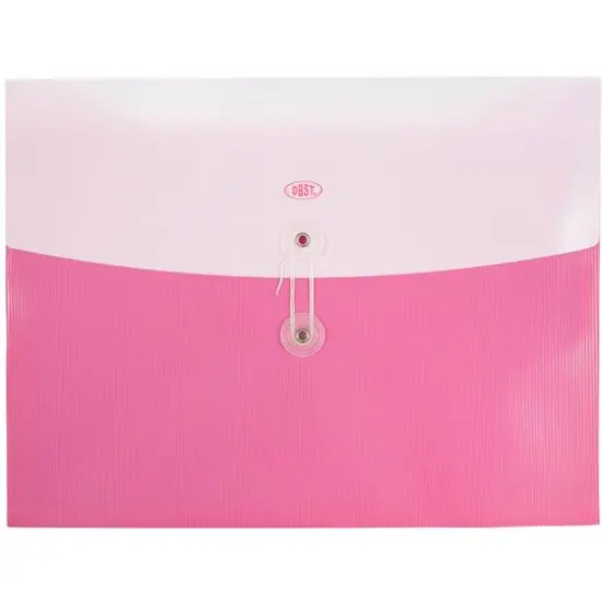 JAM Paper Letter Booklet Plastic Envelopes with Button & String Tie Closure, 12ct. Pink {1}