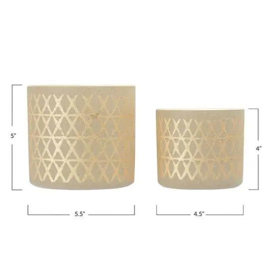 Hello Honey&reg; Gold Stoneware Pots with Geometric Pattern Set {10}