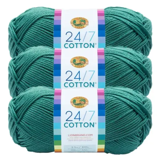 3 Pack Lion Brand&reg; 24/7 Cotton&reg; Yarn Jade {1}