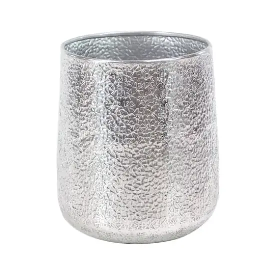 Set of 3 Silver Aluminum Glam Planter, 12", 16", 20" {4}