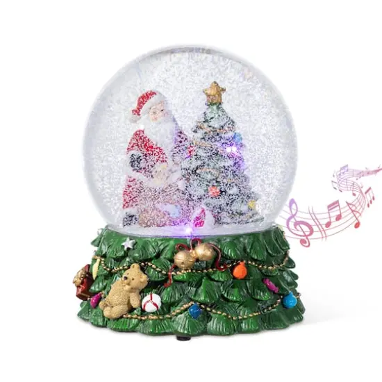 Glitzhome&reg; 150mm Christmas Resin Lighted Musical Snowflakes Santa Waterglobe {3}