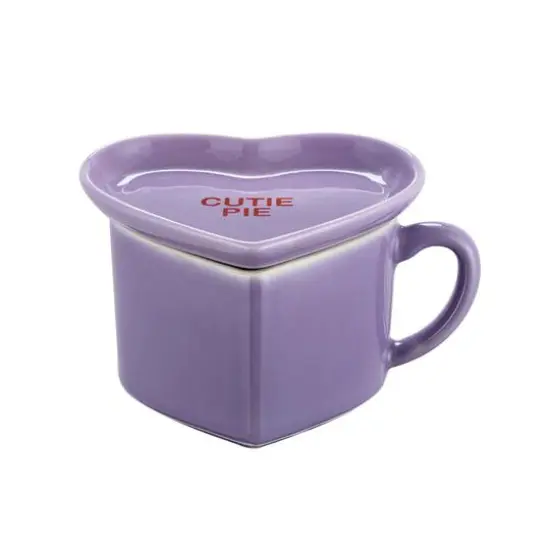 Miss Valentine Purple Ceramic Candy Heart Mug & Saucer {3}