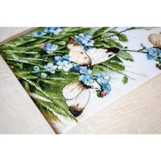 Letistitch Butterflies And Bluebird Flowers Counted Cross Stitch Kit {6}