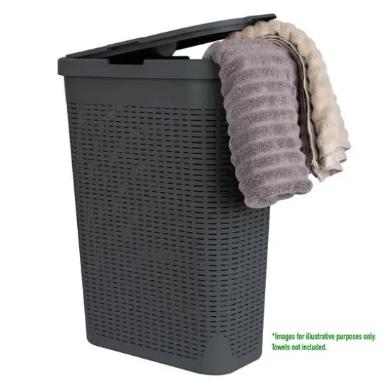 Mind Reader 23.5'' Slim Laundry Hamper with Cutout Handles Gray {8}