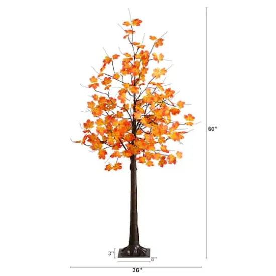 5ft. Pre-Lit Minimalist Autumn Maple Artificial Fall Tree with 96 Warm White LED Lights {3}