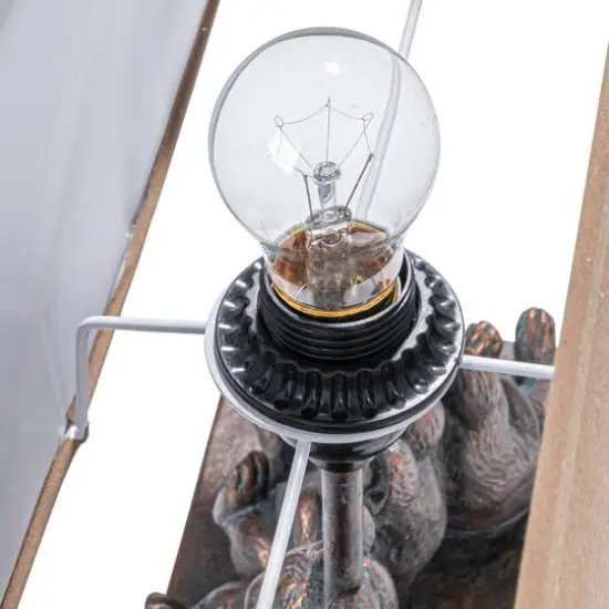 Hello Honey&reg; 13" Rabbit Table Lamp with Rectangle Linen Shade {9}