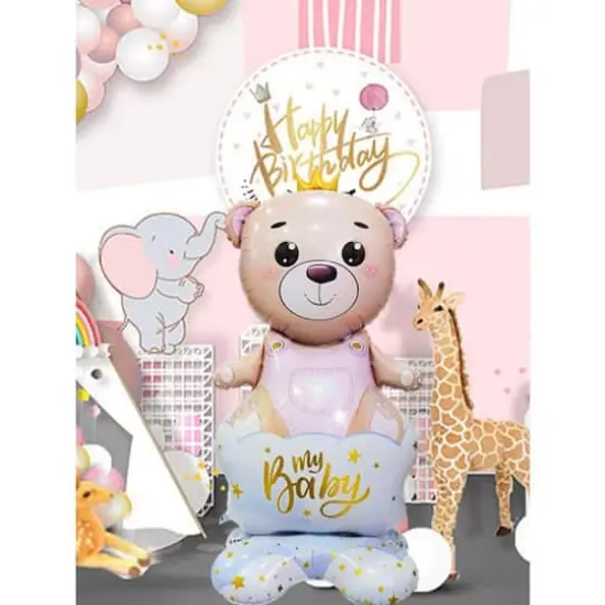 Wizardi Girl Bear with Crown Standing Foil Balloon Decoration {3}